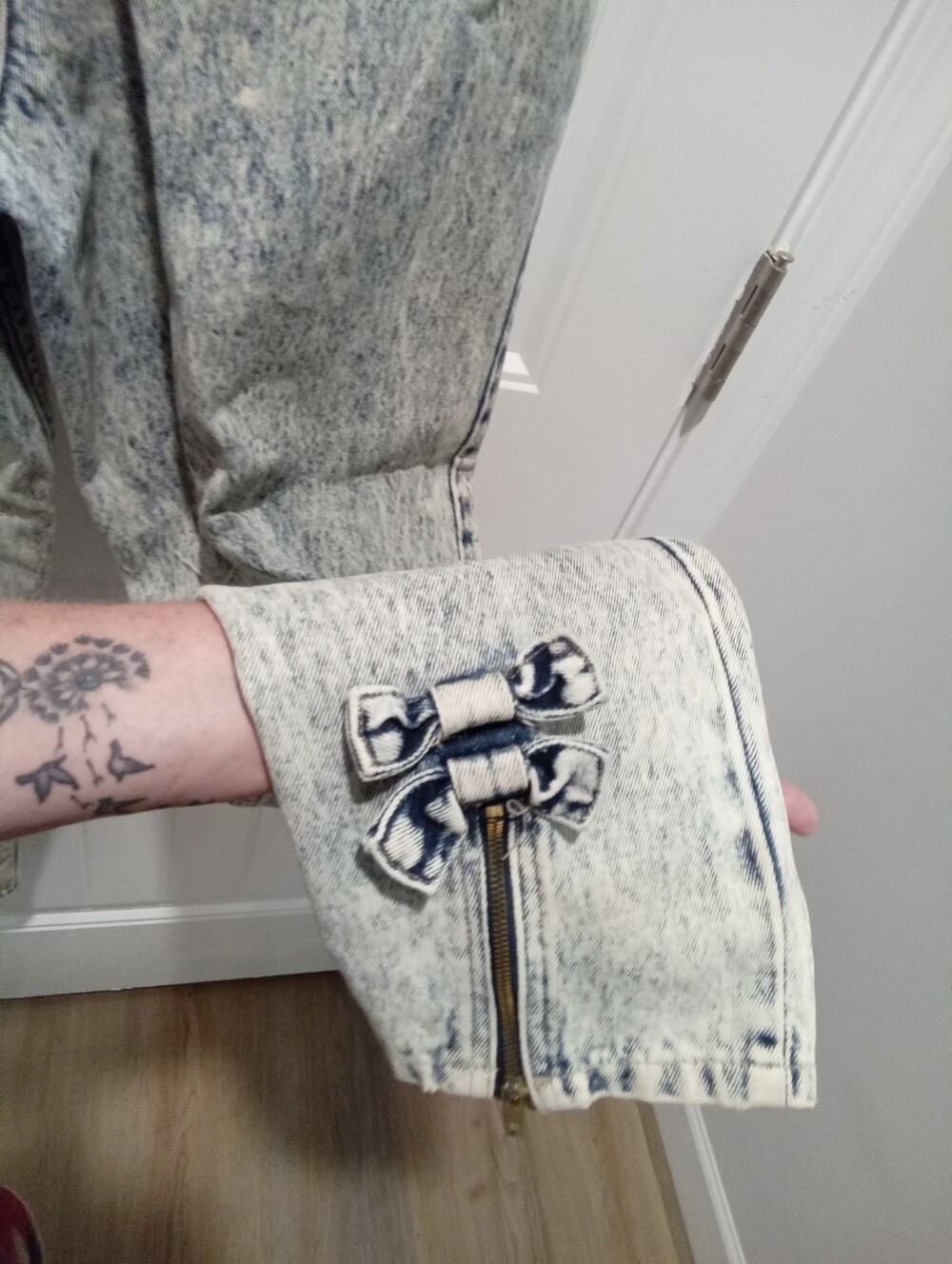 Vintage 80's Giorgio Fiorlini Sz 12 Acid Wash Bow Ankle Zip Mom Jeans 27x28 - Picture 10 of 16
